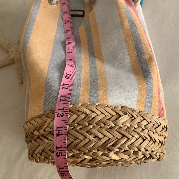 CARIBBEAN JOE canvas striped multi functional tote with rope strap NWT - Picture 12 of 14
